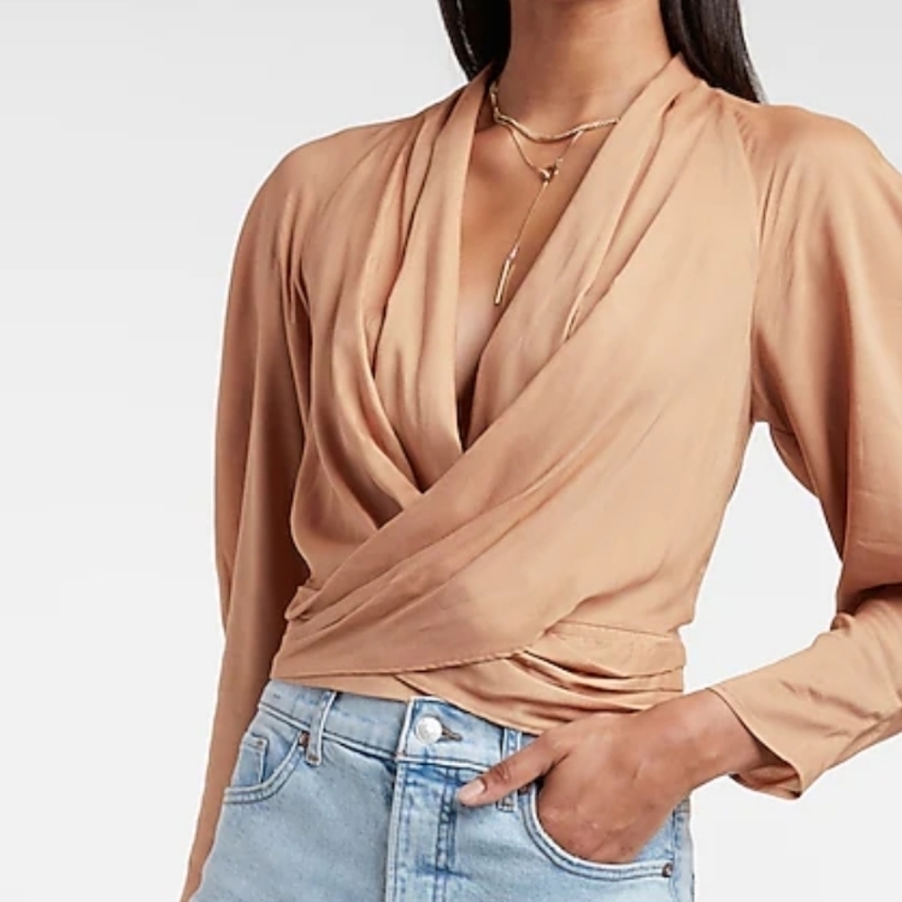 Express Solid Wrap Front Top In Copper. - image 1